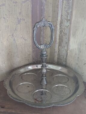 Vintage Silver-plated Egg Cruet Stand With Embossed Floral Pattern